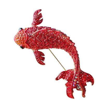 Swimming Koi Rhinestone Brooch