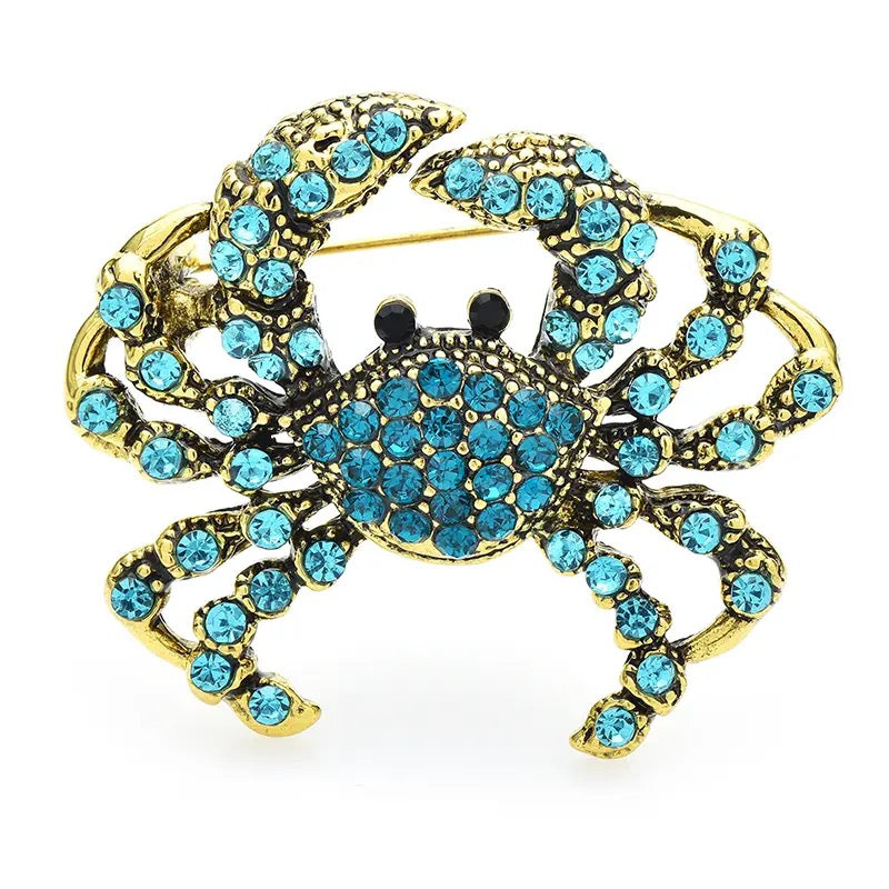 Crab Rhinestone Brooch