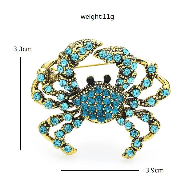 Crab Rhinestone Brooch