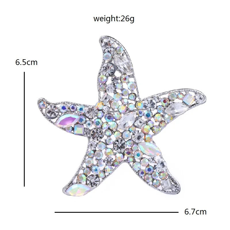 Sparkling Starfish Rhinestone Brooch & Pendant