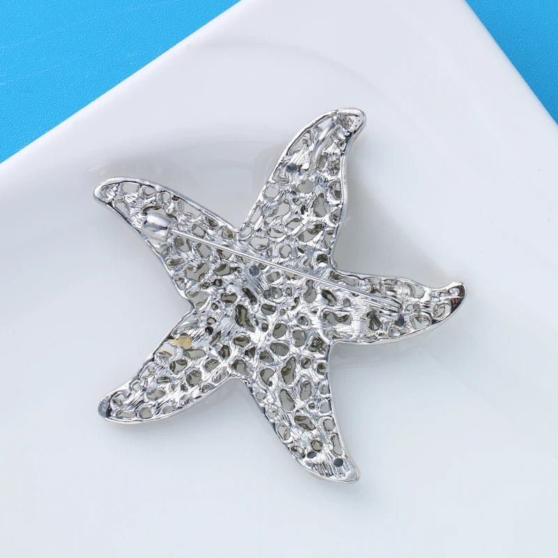 Sparkling Starfish Rhinestone Brooch & Pendant