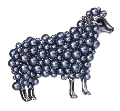 Ba Ba Pearl & Rhinestone Sheep Brooch