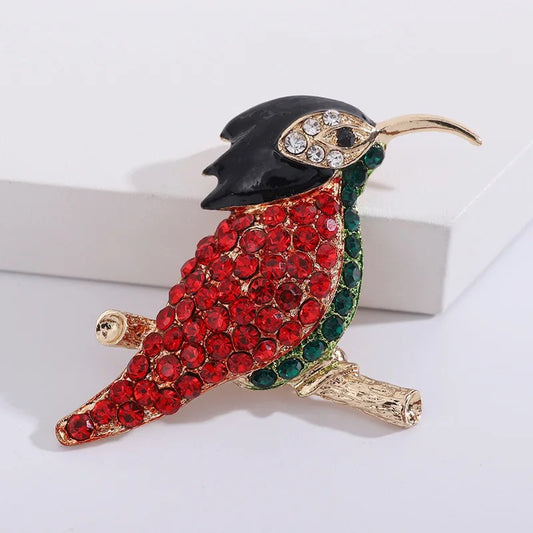 Woodpecker Rhinestone Brooch