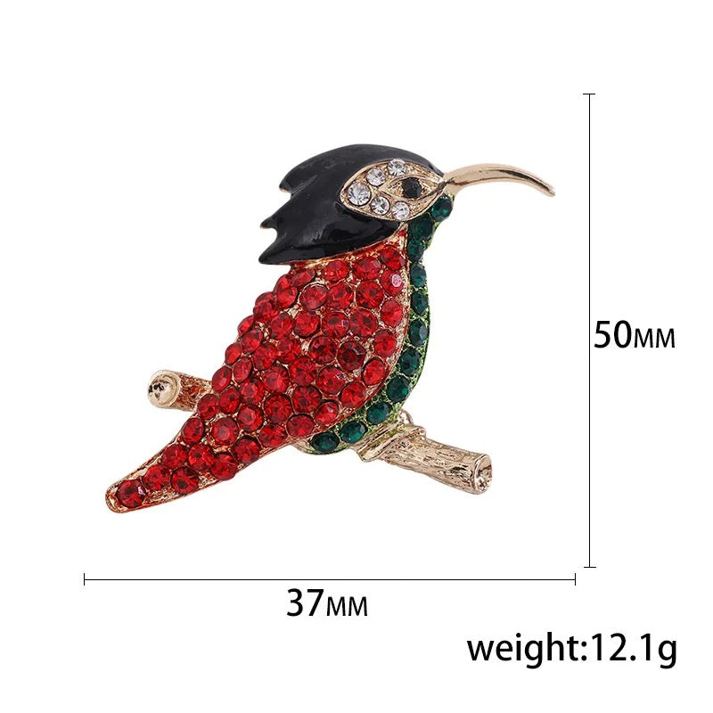 Woodpecker Rhinestone Brooch