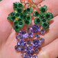 “Grapes On The Vine” Rhinestone Brooch