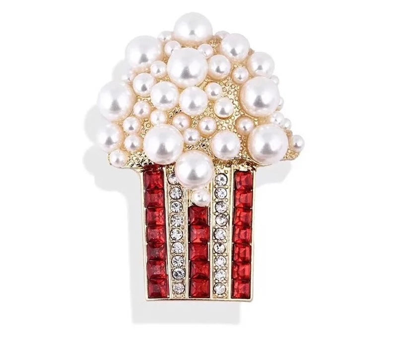 Movie Night Popcorn Brooch