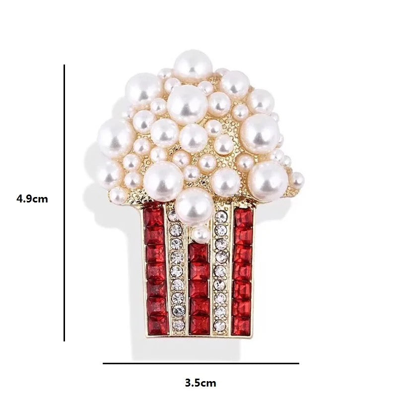 Movie Night Popcorn Brooch