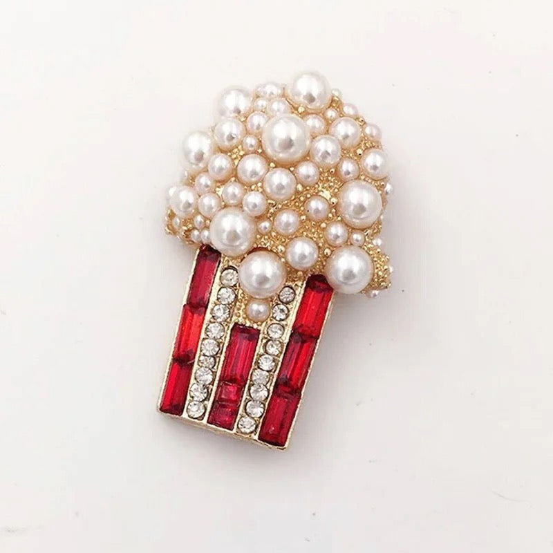 Movie Night Popcorn Brooch