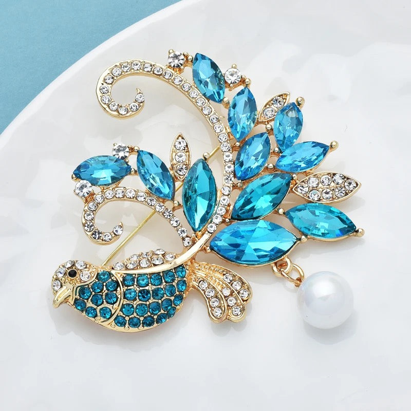 “Bird Of Paradise” Rhinestone Brooch