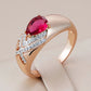 Natural Red Zircon Rhinestone Crossover Ring