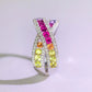 Rainbow Rhinestone Criss-Cross Ring