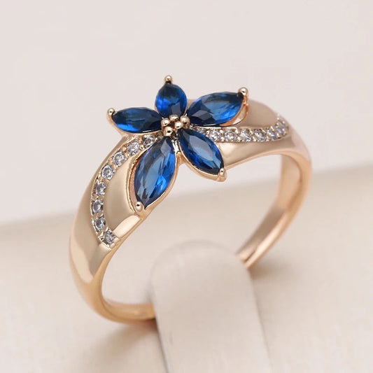 “Forget-Me-Not” Natural Zircon Ring