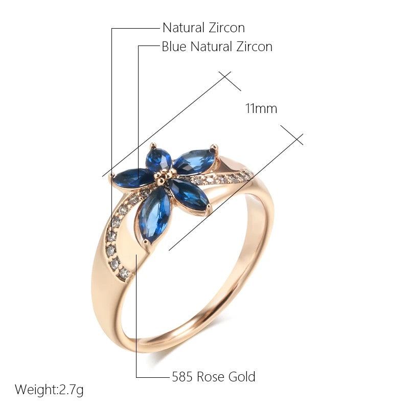 “Forget-Me-Not” Natural Zircon Ring