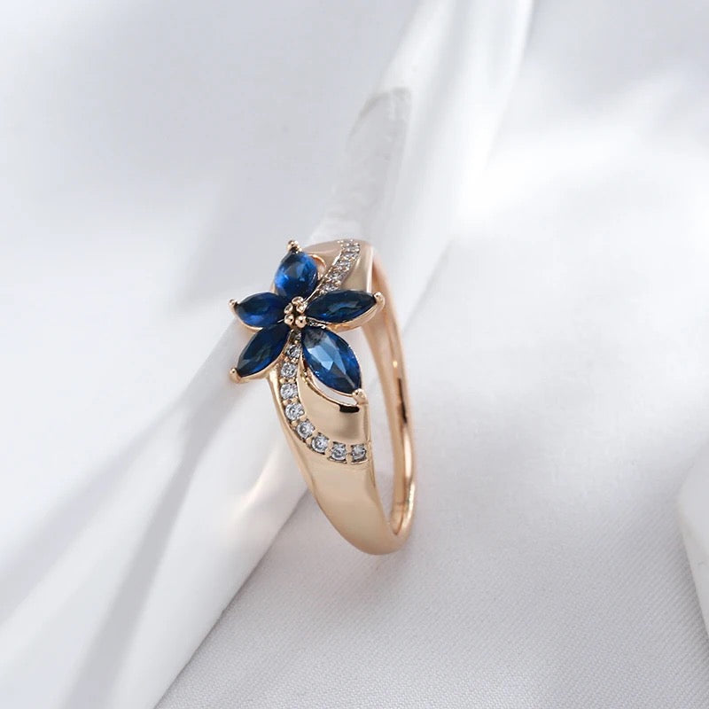 “Forget-Me-Not” Natural Zircon Ring