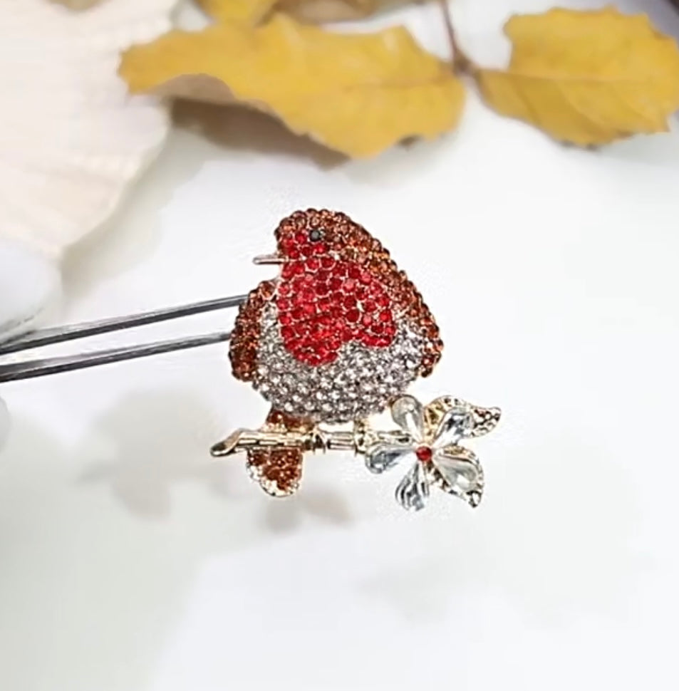 Romance Robin Rhinestone Brooch & Pendant