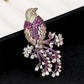 Fanciful Pink Bird Rhinestone Brooch