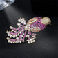 Fanciful Pink Bird Rhinestone Brooch