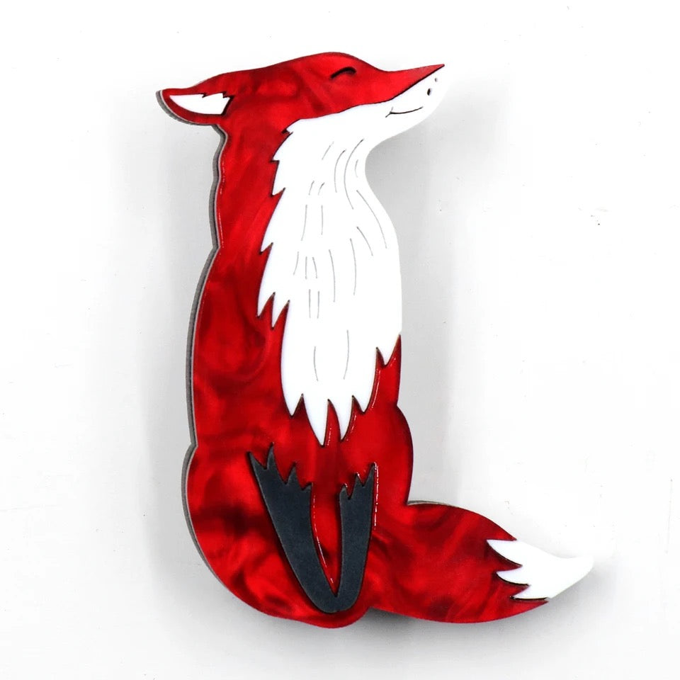 Suave Red Fox Brooch