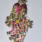 Fanciful Pink Bird Rhinestone Brooch