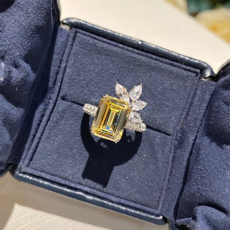 Emerald Cut CZ Citrine Ring