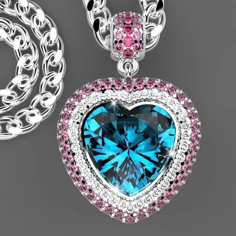 Crystal Sea CZ Heart Pendant