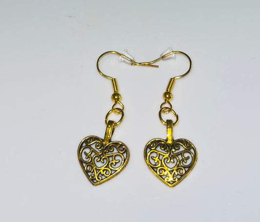 Antique-Style Artisan Heart Filigree Earrings