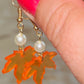 Autumn Leaf Simulated Pearl Earrings