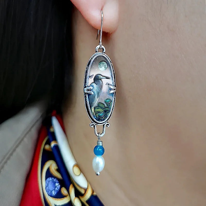 Blue Heron Artisan Earrings