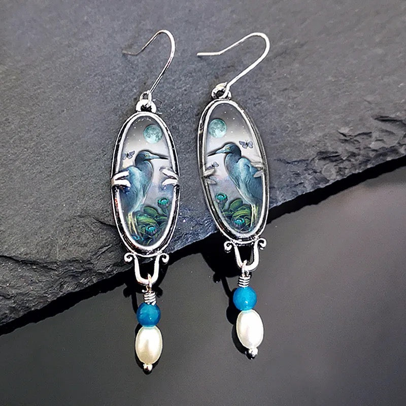 Blue Heron Artisan Earrings