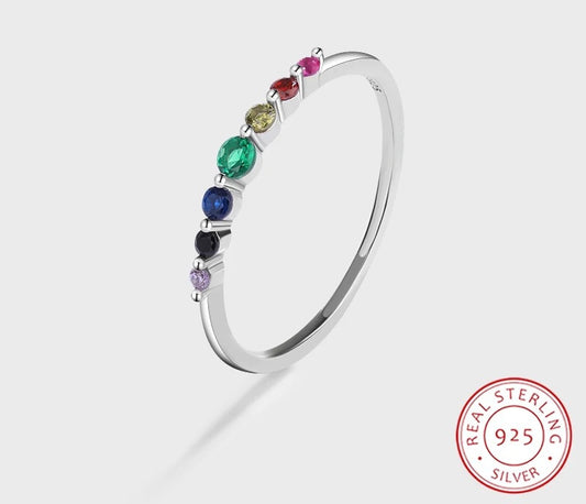 925 Silver “Over The Rainbow” CZ Ring