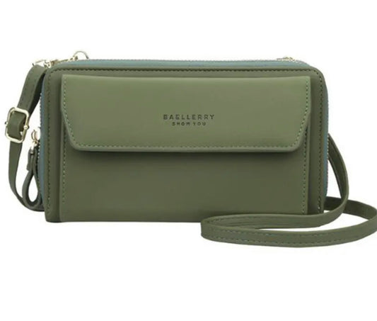 Green Designer Double Zippered Wallet