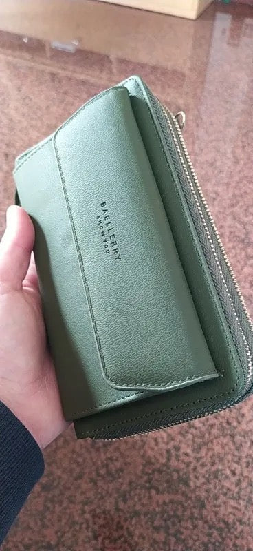 Green Designer Double Zippered Wallet