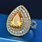 Vintage CZ Pear Citrine Crystal Ring