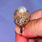 Feather Crystal Pearl Party Ring