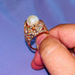 Feather Crystal Pearl Party Ring