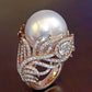 Feather Crystal Pearl Party Ring