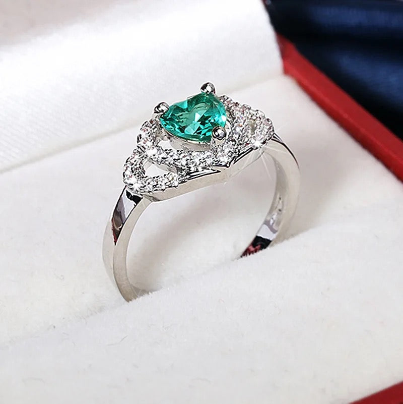 Green Zircon Heart Ring