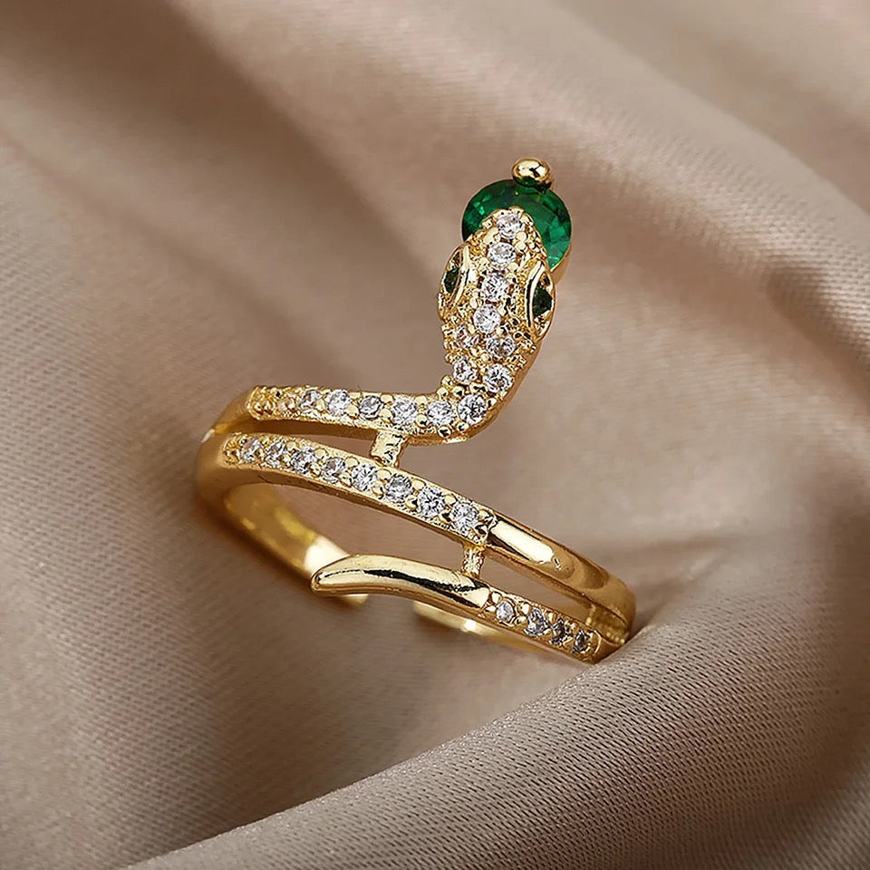 Green Zircon Lucky Snake Ring