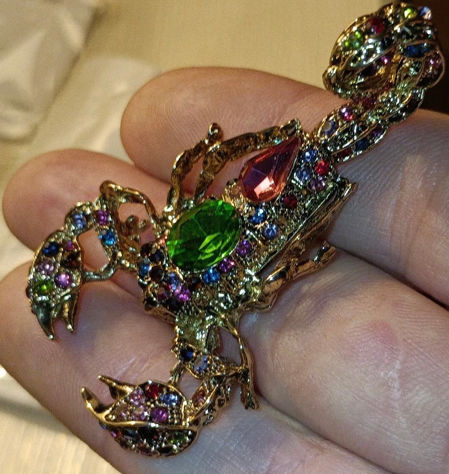 Stunning Scorpion Crystal Brooch