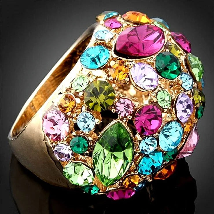 Vintage Gems CZ Boho Baguette Ring