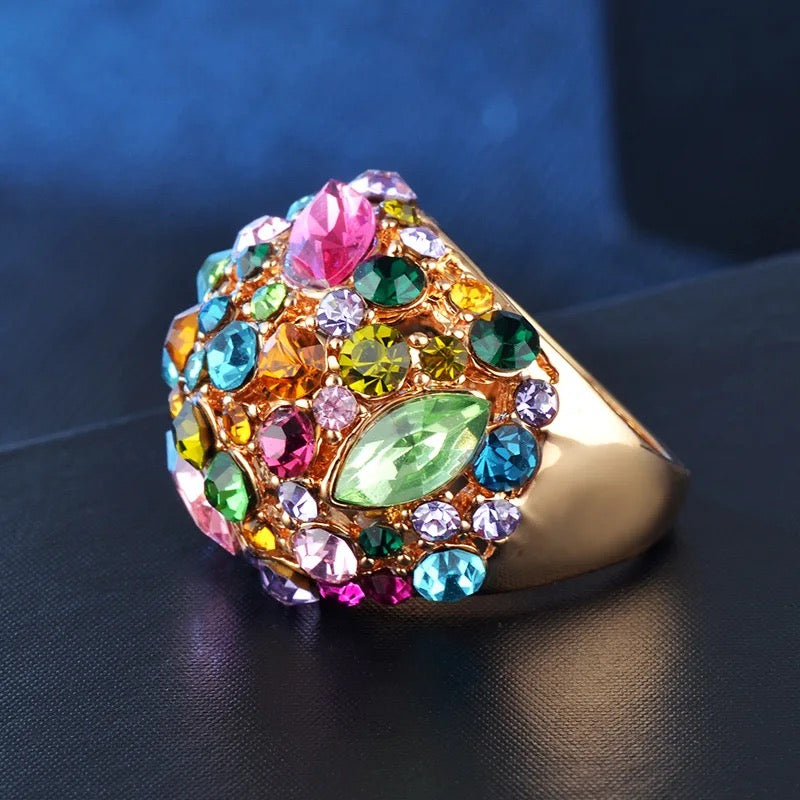 Vintage Gems CZ Boho Baguette Ring