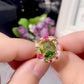 Vintage Sage Green Fuchsia Crystal Ring