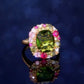 Vintage Sage Green Fuchsia Crystal Ring