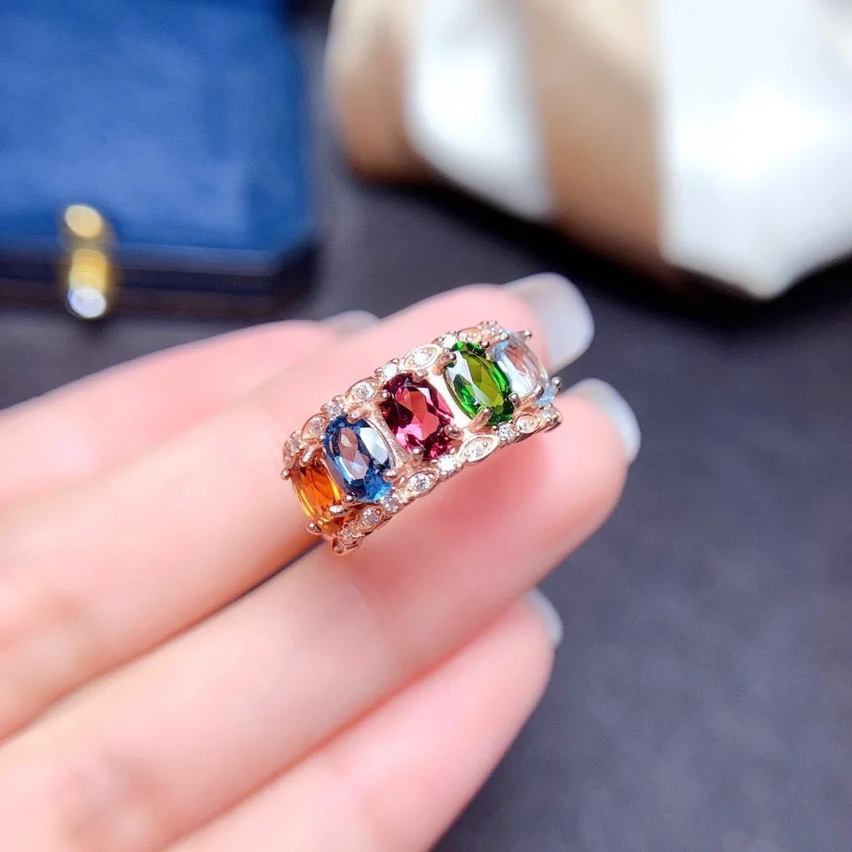 Rainbow Trellis Oval CZ Ring