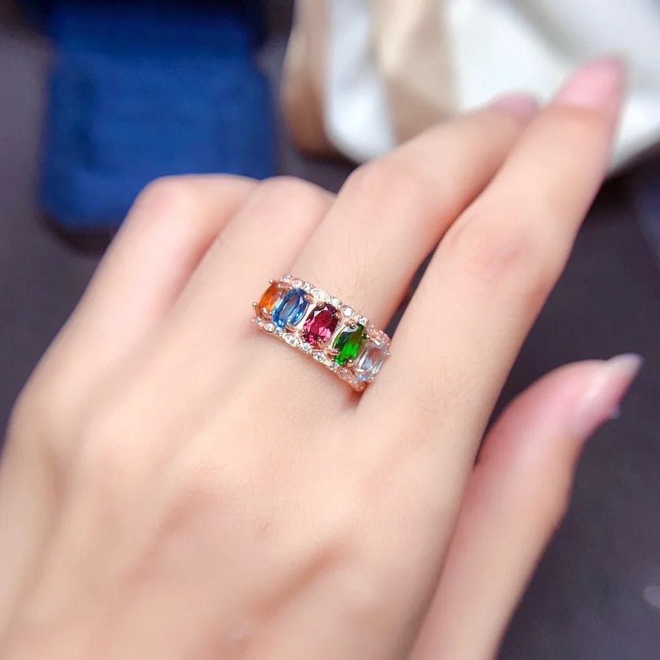 Rainbow Trellis Oval CZ Ring