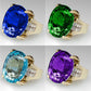 Large Oval Green Blue Purple Cocktail Ring