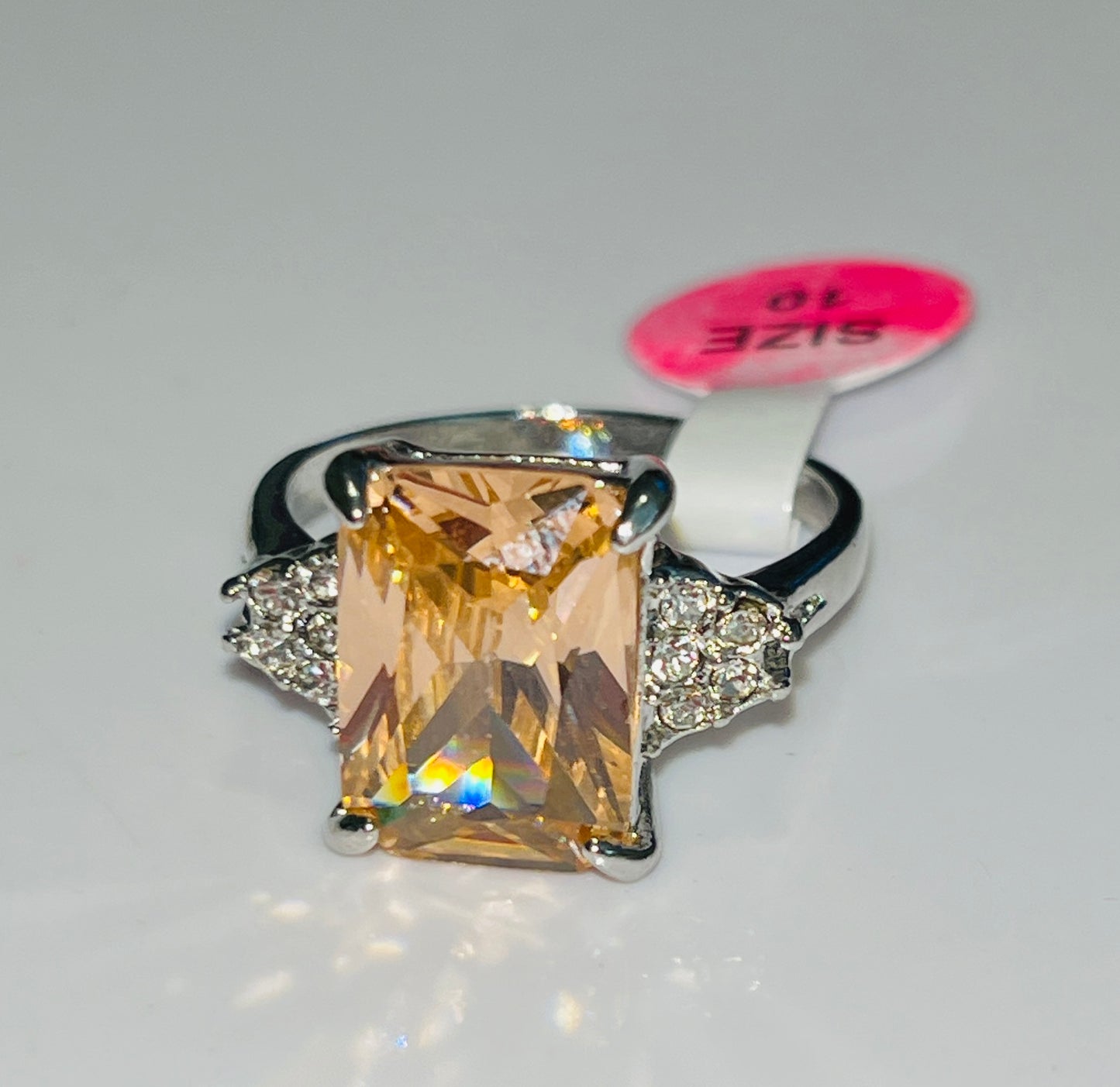 Princess Cut Champagne Zircon Ring