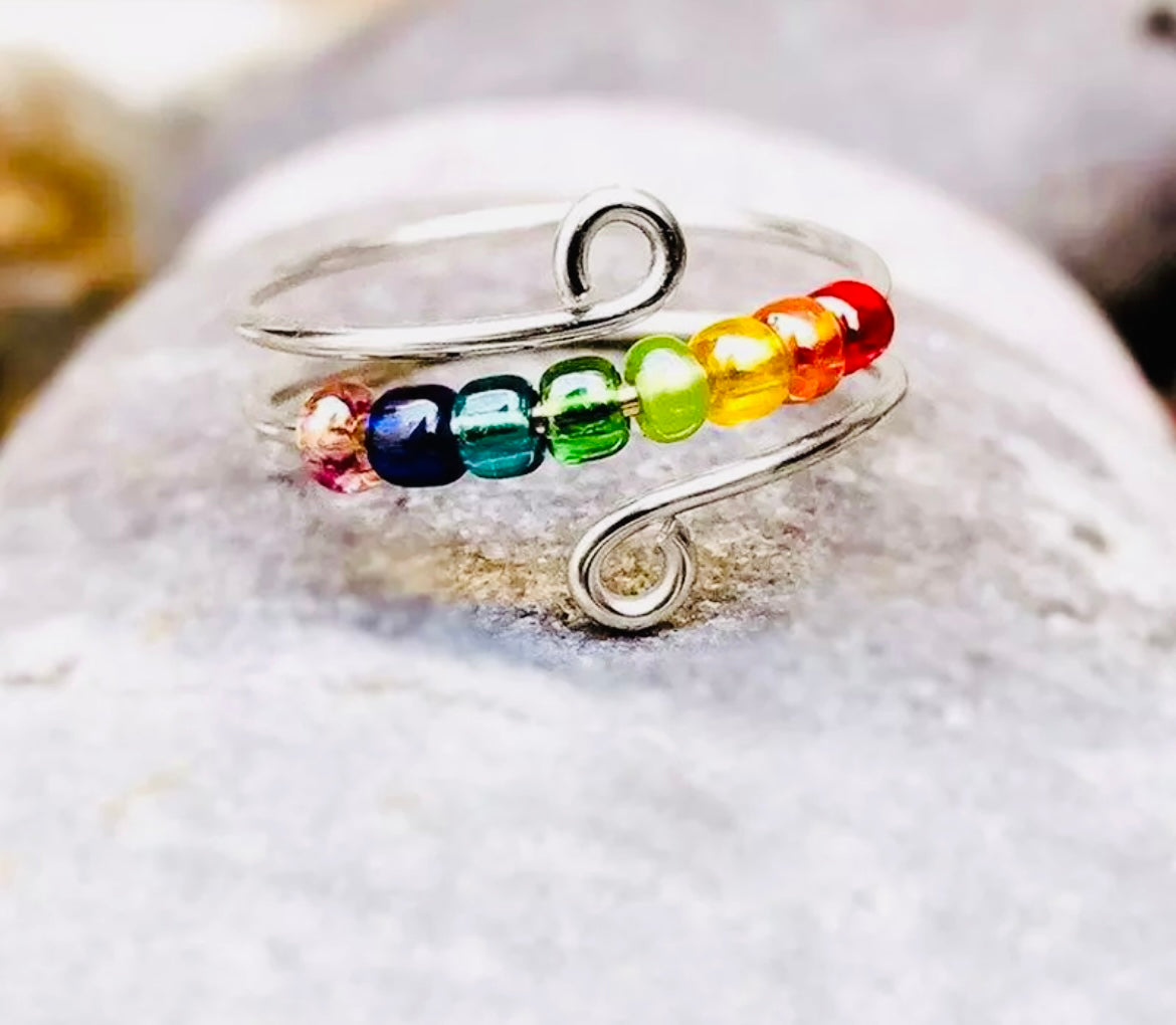 Rainbow Bead Stimming Ring