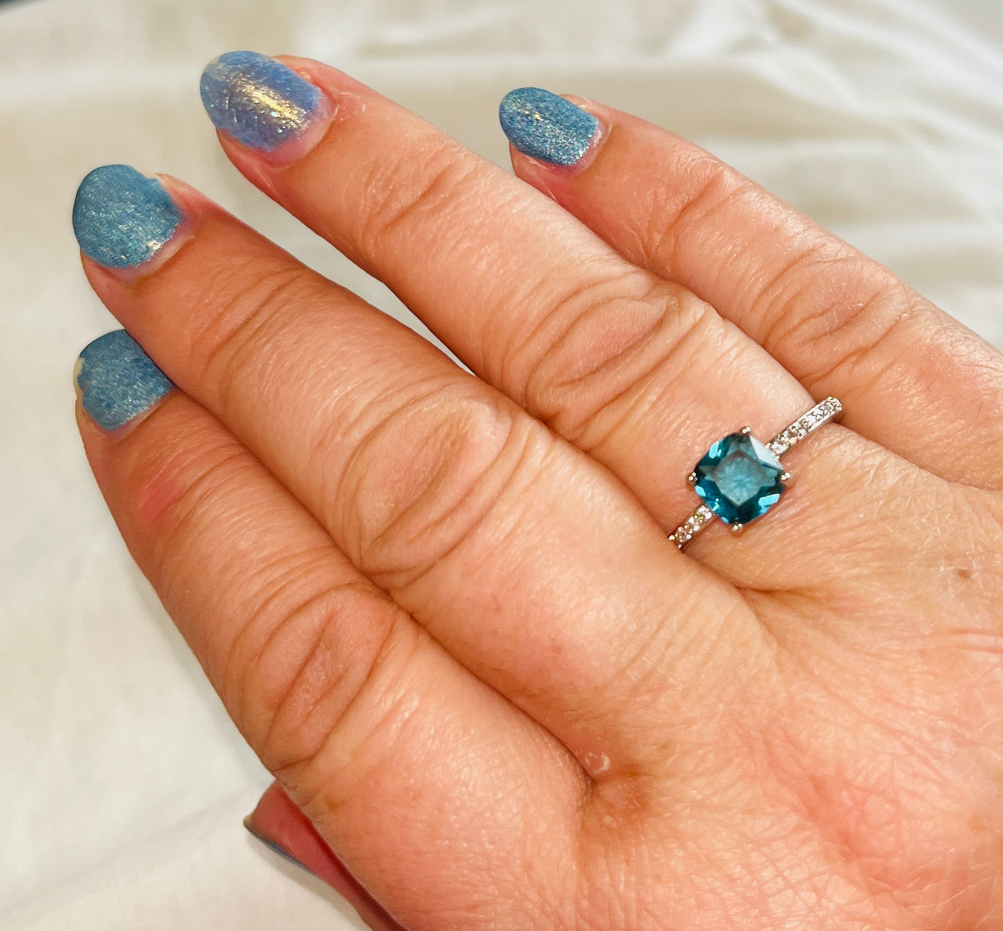 Blue Zircon Birthstone Ring