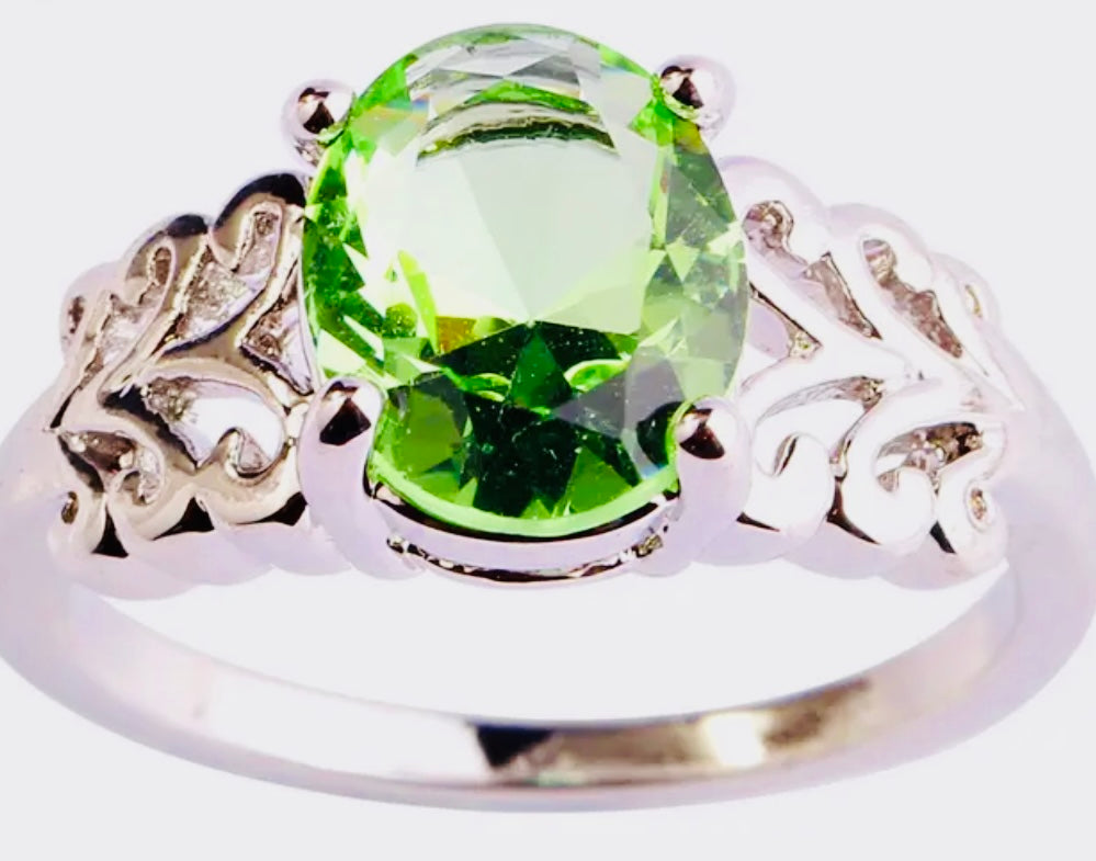 August Peridot Birthstone Ring